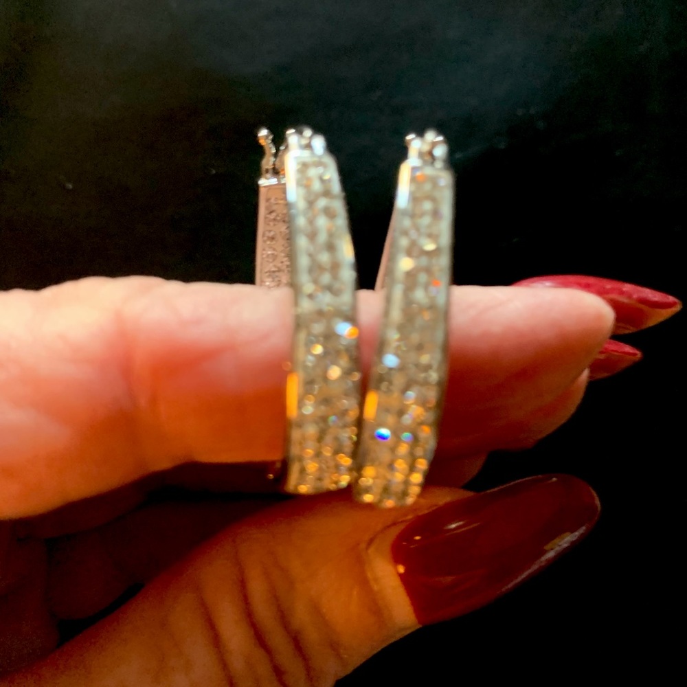Rhinestone hoop earrings